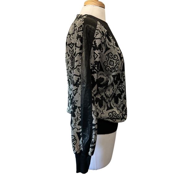 Vintage 80s Faux Leather Metallic Whimsigoth Big Shoulder Dolman Top Women's S - Picture 5 of 9